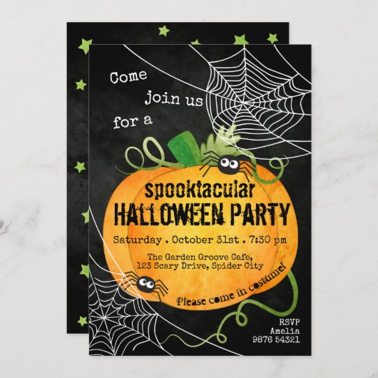 Spectaculaire Halloween-uitnodiging Kaart (Voorkant / Achterkant)