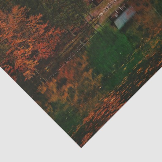 Spectaculaire herfstbossen met Cabine en Lake Tissuepapier (Detail)