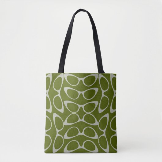 Spectaculaire kat Oogglazen Groene witte Mode Tote Bag (Voorkant)