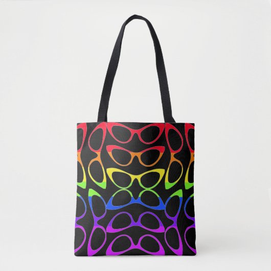 Spectaculaire kat oogglazen regenboogpatronen tote bag (Voorkant)