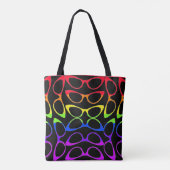 Spectaculaire kat oogglazen regenboogpatronen tote bag (Achterkant)