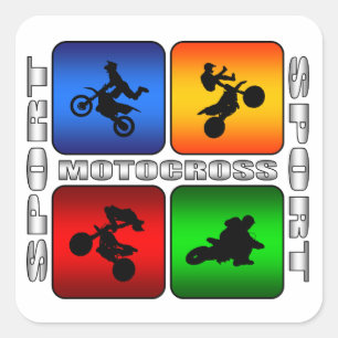 Spectaculaire motocross vierkante sticker