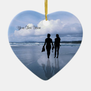 Spectaculaire oceaangolven en strand keramisch ornament