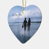 Spectaculaire oceaangolven en strand keramisch ornament (Links)