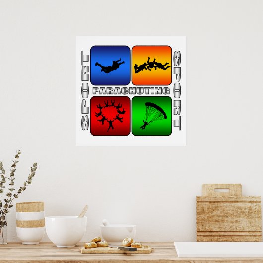 Spectaculaire parachutatie poster (Keuken)