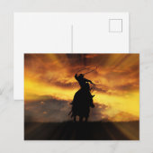 Spectaculaire ringing Cowboy Horse Steer en Sunset Briefkaart (Voorkant / Achterkant)