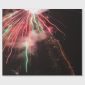 Spectaculaire rode groene vuurwerk Abstracte zwart Cadeaupapier (Vlak)