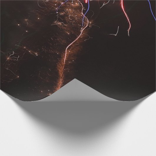 Spectaculaire rode groene vuurwerk Abstracte zwart Cadeaupapier (Hoek)