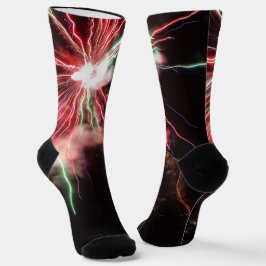 Spectaculaire rode groene vuurwerk Abstracte zwart Sokken