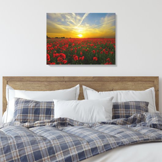 Spectaculaire rode klaprozen canvas afdruk (Insitu (Slaapkamer))