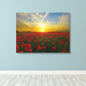 Spectaculaire rode klaprozen canvas afdruk (Insitu (Houten vloer))