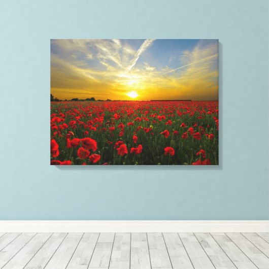 Spectaculaire rode klaprozen canvas afdruk (Insitu (Houten vloer))