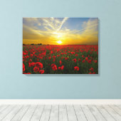 Spectaculaire rode klaprozen canvas afdruk (Insitu (Houten vloer))