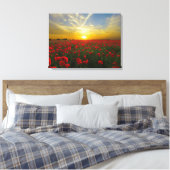 Spectaculaire rode klaprozen canvas afdruk (Insitu (Slaapkamer))