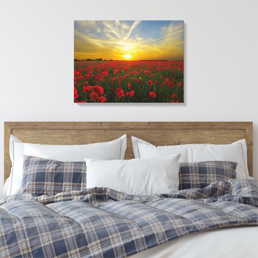 Spectaculaire rode klaprozen canvas afdruk (Insitu (Slaapkamer))