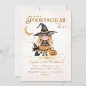 Spectaculaire tijd Halloween Witch Girl Verjaardag Kaart (Voorkant)
