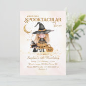 Spectaculaire tijd Halloween Witch Girl Verjaardag Kaart (Staand voorkant)
