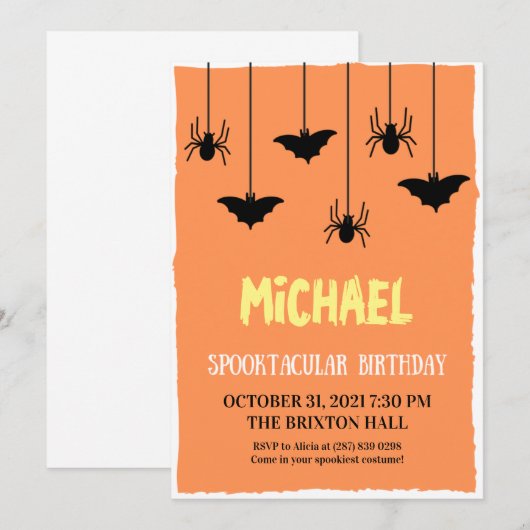 Spectaculaire uitnodiging op de dag van de geboort (Voorkant / Achterkant)