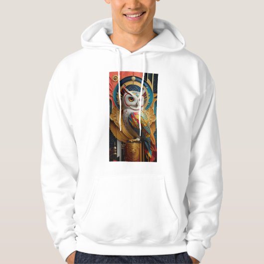 Spectaculaire Witte Uil Hoodie (Voorkant)