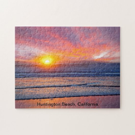 Spectaculaire zonsondergang bij Huntington Beach Legpuzzel (Horizontaal)