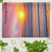 Spectaculaire zonsondergang bij Huntington Beach,  Theedoek (Gevouwen)