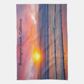 Spectaculaire zonsondergang bij Huntington Beach,  Theedoek (Verticaal)