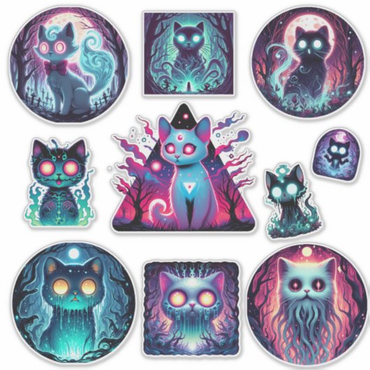 Spectral Cat Sticker Set (Voorkant)