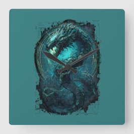 Spectral Coil Cyberpunk Serpent Dark Art Vierkante Klok