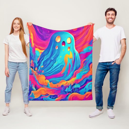Spectral Ghost Halloween-kunst Fleece Deken (In situ)