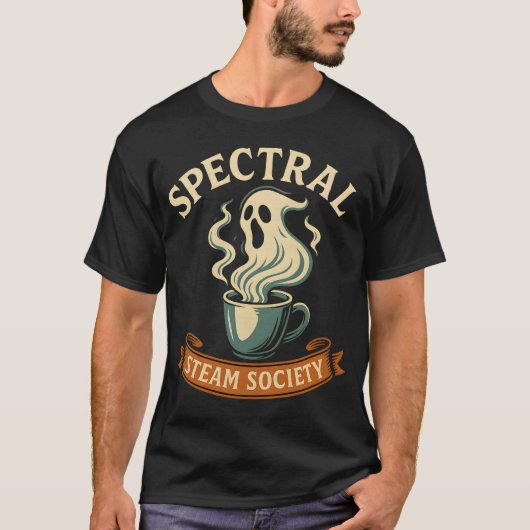 Spectral Steam Society Ghost Coffee HalloweenN T-shirt (Voorkant)