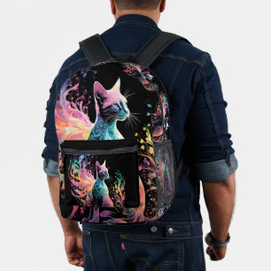 Spectrale holografische kat: een prisma van elegan bedrukte rugzak