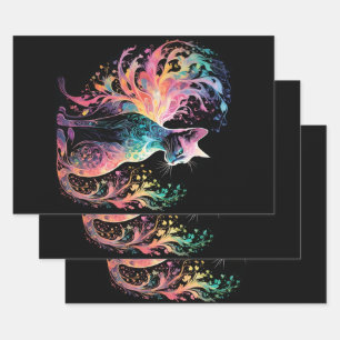 Spectrale holografische kat: een prisma van elegan inpakpapier vel
