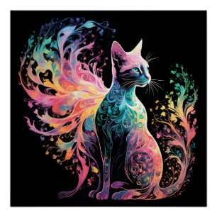 Spectrale holografische kat: een prisma van elegan perfect poster