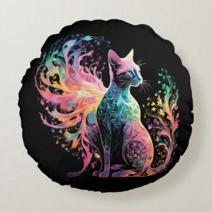 Spectrale holografische kat: een prisma van elegan rond kussen