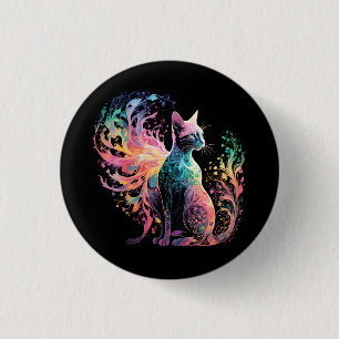 Spectrale holografische kat: een prisma van elegan ronde button 3,2 cm