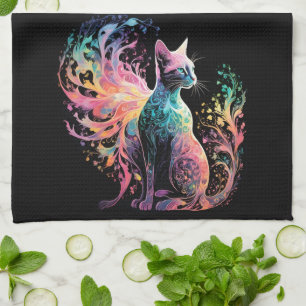 Spectrale holografische kat: een prisma van elegan theedoek