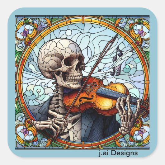 spectrale violist vierkante sticker (Voorkant)