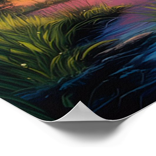 Spectrale Zonsondergang, Digitale Kunst Magie Poster (Hoek)