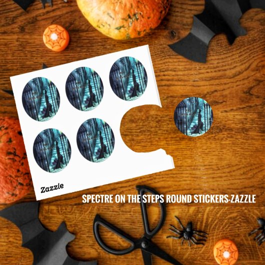 Spectre op de trappen ronde sticker