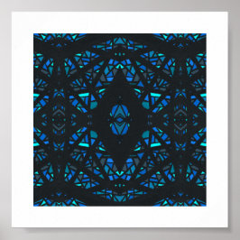 Spectroscopisch Blauw Abstract Gouache Kunst Poster