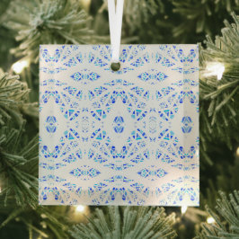 Spectroscopisch blauw wit abstract gouachekunst glas ornament