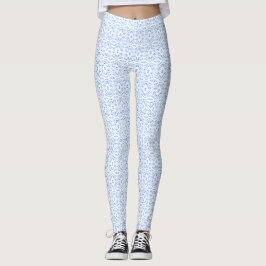 Spectroscopisch blauw wit abstract gouachekunst leggings