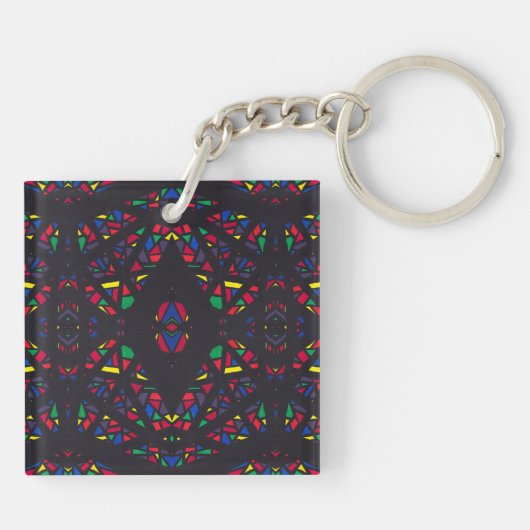 Spectroscopische Regenboog Abstract Gouache Kunst Sleutelhanger (Achterkant)