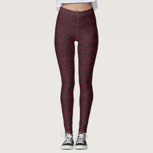 Spectroscopische Rode Zwarte Abstracte Gouache Kun Leggings