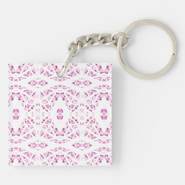 Spectroscopische Roze Witte Abstracte Gouache Kuns Sleutelhanger