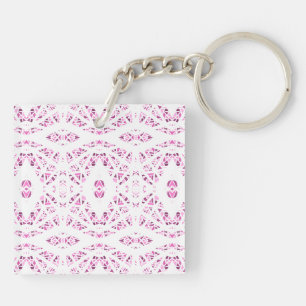 Spectroscopische Roze Witte Abstracte Gouache Kuns Sleutelhanger