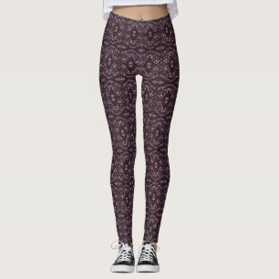Spectroscopische Roze Zwarte Abstracte Gouache Kun Leggings