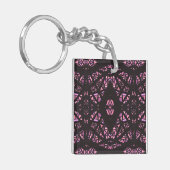 Spectroscopische Roze Zwarte Abstracte Gouache Kun Sleutelhanger (Voorkant Links)