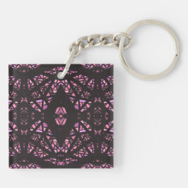 Spectroscopische Roze Zwarte Abstracte Gouache Kun Sleutelhanger