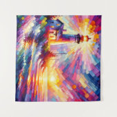 Spectrum Beacon: Een caleidoscopische vuurtoren Vi Wandkleed (Voorkant (horizontaal))